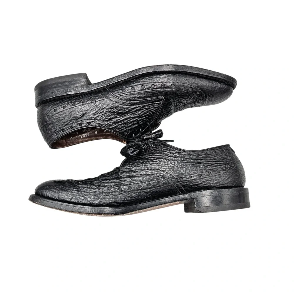 Allen Edmonds Men's Size 10 A Black Sharkskin Nassau Ostendo Oxford Dress Shoes‎